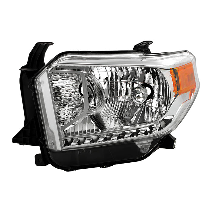( OE ) Toyota Tundra 14-21 / 2018 Tundra ( will only fit SR and SR5 Model ) Halogen Models only ( do not fit Models with Daytime Running Light Function ) Driver Side Headlights -OEM Left - Low Beam-HB2/High Beam-HB2/Signal-4157NAK(Not Included) - Chrome