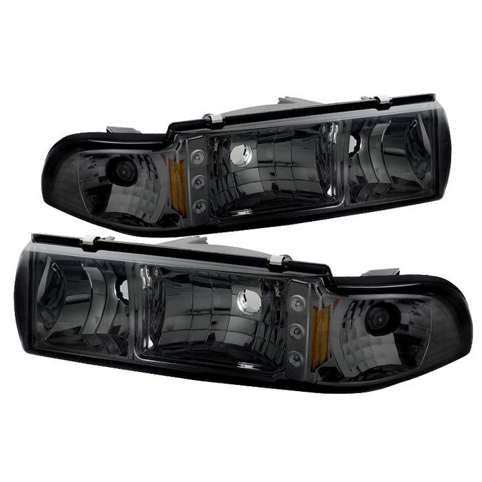 ( xTune ) Chevy Caprice 91-96 / Impala 91-96 1PC LED Crystal Headlights - Smoke