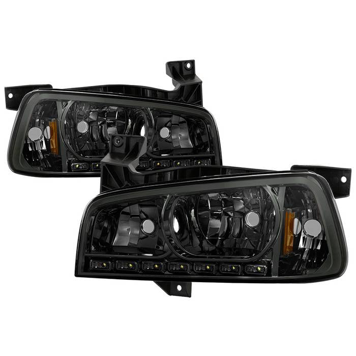 ( xTune ) Dodge Charger 06-10 1PC LED Crystal Headlights - Smoke