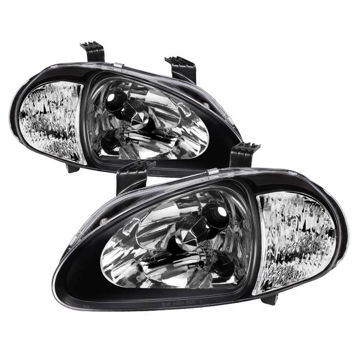 ( xTune ) Honda Del Sol 93-97 1PC Crystal Headlights - Black