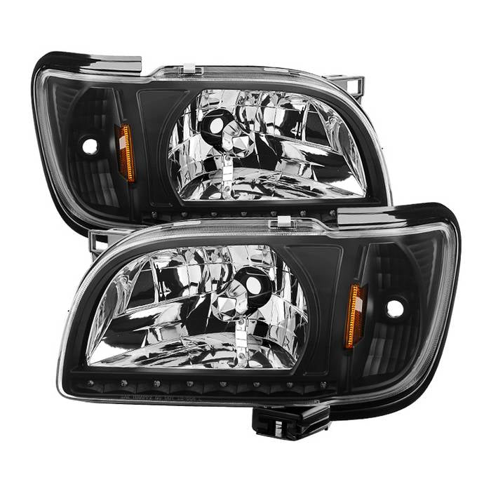 ( xTune ) Toyota Tacoma 01-04 1 Piece with Black Trim Corner Crystal Headlights - Black