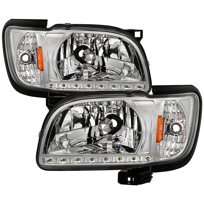 ( xTune ) Toyota Tacoma 01-04 1 Piece with Black Trim Corner Crystal Headlights - Chrome