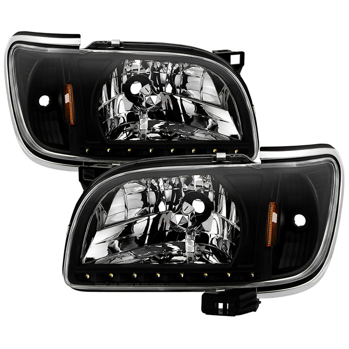 ( xTune ) Toyota Tacoma 01-04 1 Piece with Chrome Trim Corner Crystal Headlights - Black