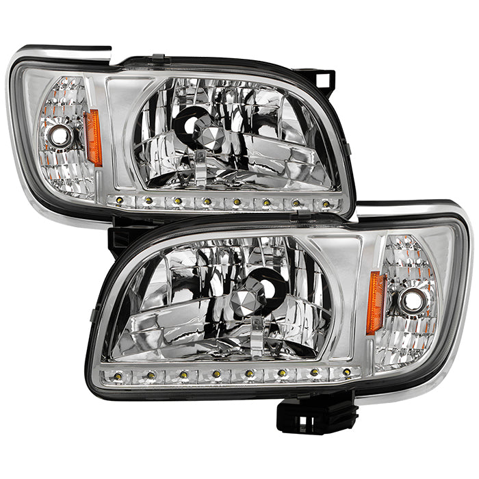 ( xTune ) Toyota Tacoma 01-04 1 Piece with Chrome Trim Corner Crystal Headlights - Chrome