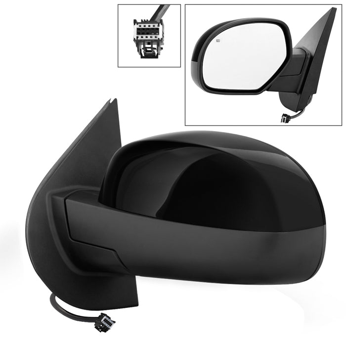 ( xTune ) Chevy Silverado 07-14 Power Heated Mirror Shiny Black - Left