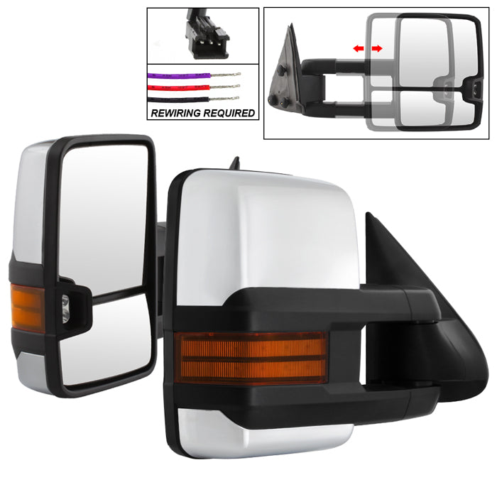 (xTune ) Chevy Silverado 99-06 G3 LED Signal Telescoping Mirror Chrome Cover - SET