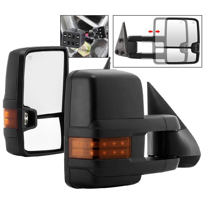(xTune ) Chevy Silverado 99-02 G2 Power Heated Amber LED Signal Telescoping Mirror - SET