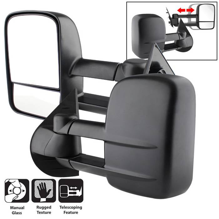 ( xTune ) Chevy Silverado 07-12 L&R Manual Extendable - MANUAL Adjust Mirror. 07-13 Chevy/GMC Silverado/Sierra/Suburban/Tahoe/Yukon/Yukon XL/Avalanche/Hybrid/Denali – 1500–3500 (Incl. New Body Style & HD Models)