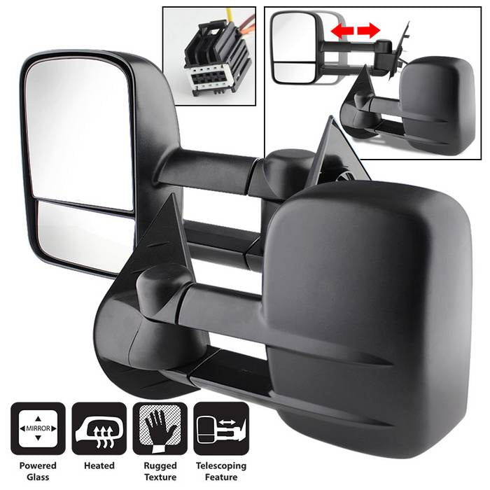 ( xTune ) Chevy Silverado 07-12 L&R Manual Extendable - POWER Heated Adjust Mirror. 07–13 Silverado, Sierra, Avalanche, Suburban, Tahoe, Yukon, Denali, Hybrid – 1500–3500 incl. HD & New Body Style