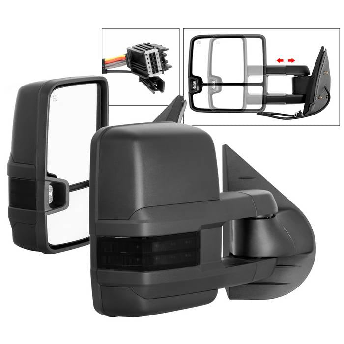 (xTune ) Chevy Silverado 07-13 G2 Power Heated Smoke LED Signal Telescoping Mirror - SET