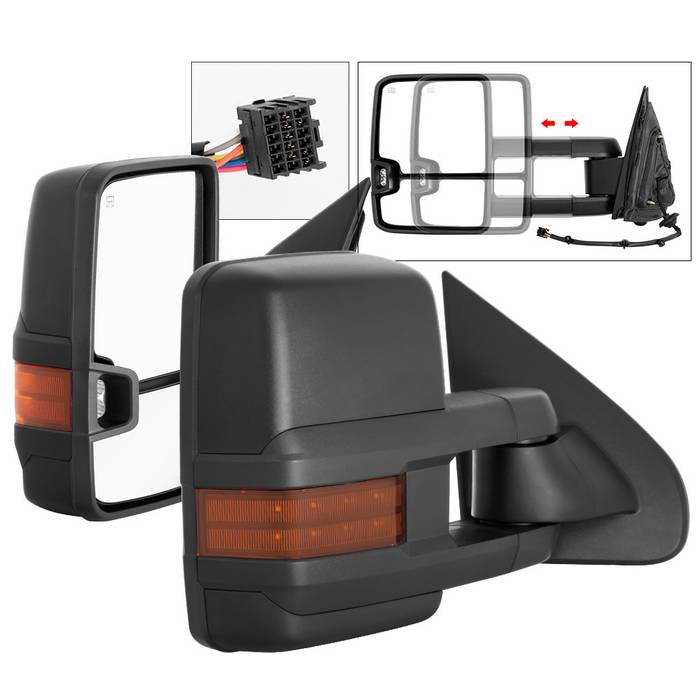 (xTune ) Chevy Silverado 14-16 G2 Power Heated Amber LED Signal Telescoping Mirror - SET