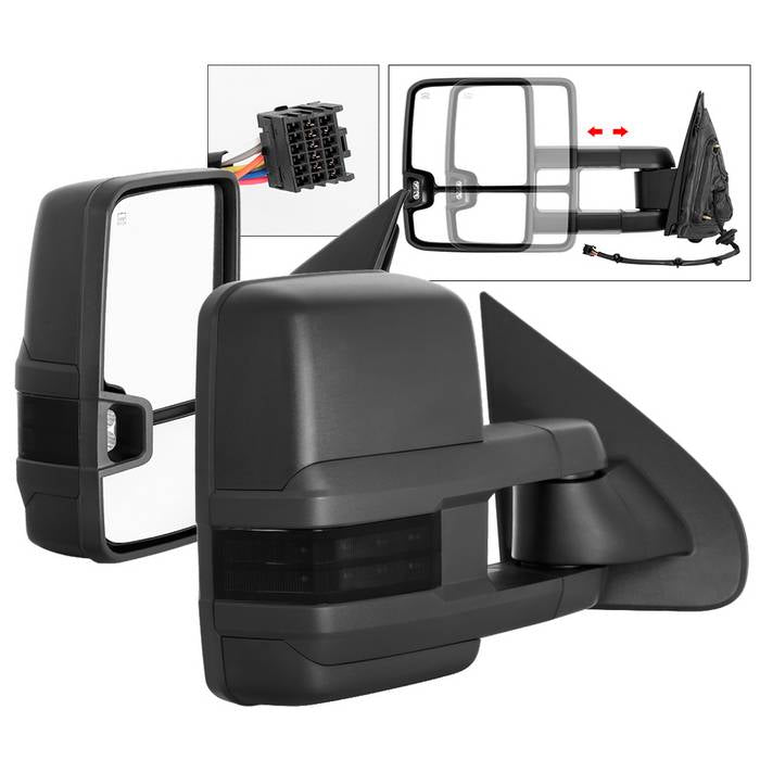 (xTune ) Chevy Silverado 14-16 G2 Power Heated Smoke LED Signal Telescoping Mirror - SET