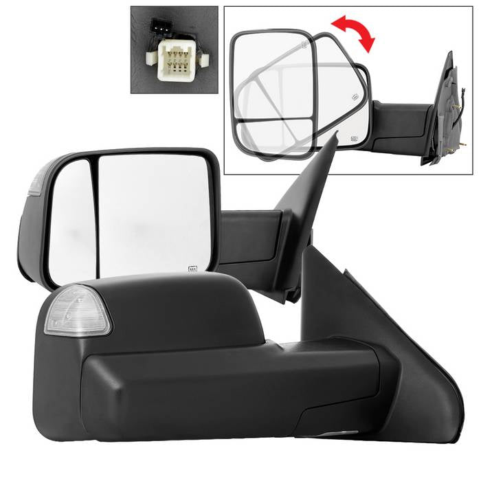 ( xTune ) Dodge Ram 02-09 G2 Manual Extendable - POWER Heated Adjust Mirror - SET Fit Dodge Ram 1500 2002-08 / Dodge Ram 2500 2003-09 / Dodge Ram 3500 2003-09 /
