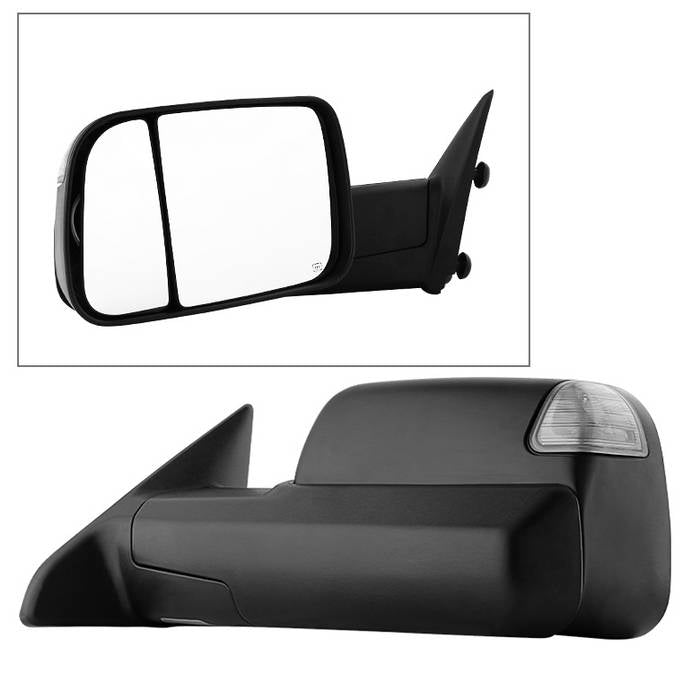 ( xTune ) Dodge Ram 1500 09-12 Manual Extendable - POWER Heated Adjust Mirror with LED Signal Black Housing - LEFT Fit: Ram 2500/3500 10-12