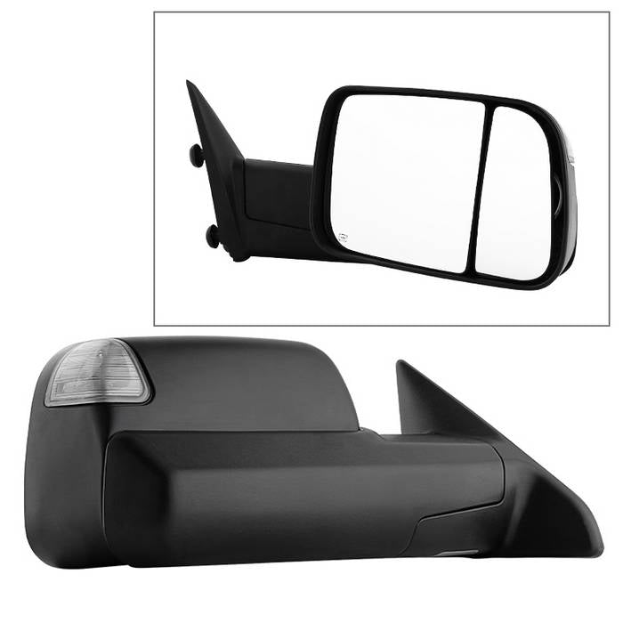 ( xTune ) Dodge Ram 1500 09-12 Manual Extendable - POWER Heated Adjust Mirror with LED Signal Black Housing - Right Fit: Ram 2500/3500 10-12