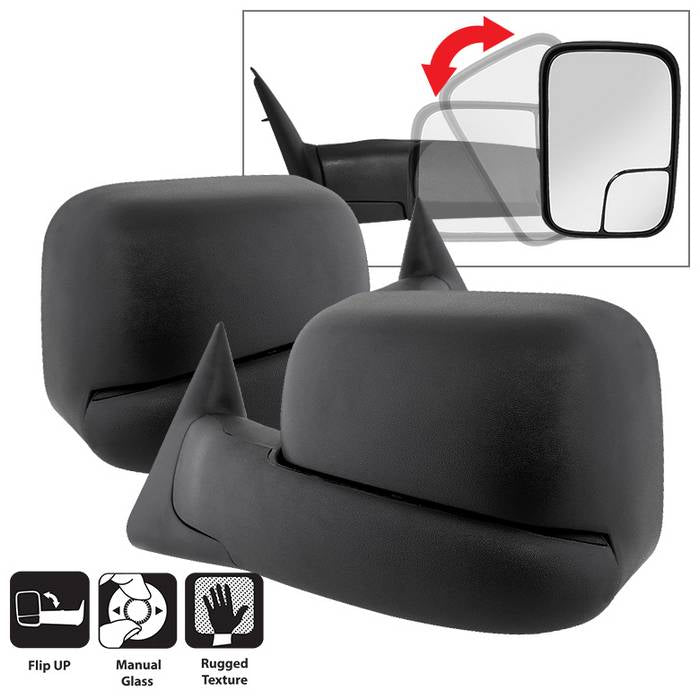 ( xTune ) Dodge Ram 94-01 L&R Manual Extendable - MANUAL Adjust Mirror. Fit:Dodge Ram 1500 1994-01 /Dodge Ram 2500 1994-02 /Dodge Ram 3500 1994-02 /