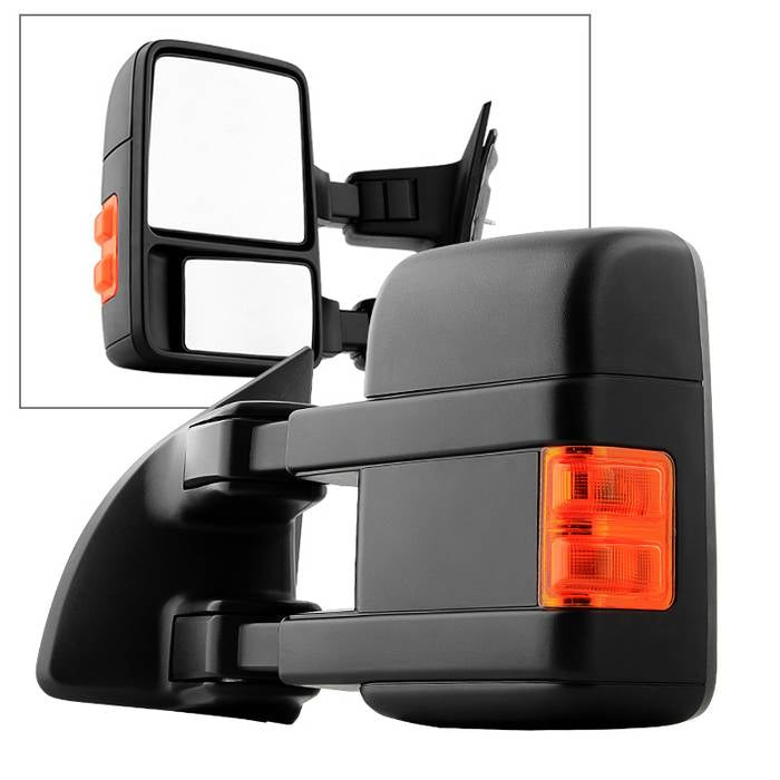 ( xTune ) Ford SuperDuty 99-14 Manual Extendable - Manual Adjust Mirror with LED Signal Amber - LEFT