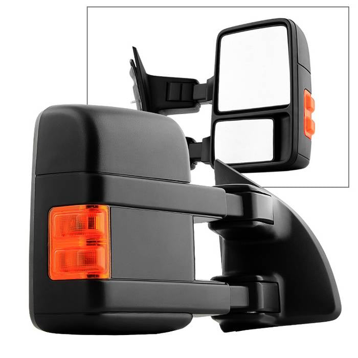 ( xTune ) Ford SuperDuty 99-14 Manual Extendable - Manual Adjust Mirror with LED Signal Amber- Right