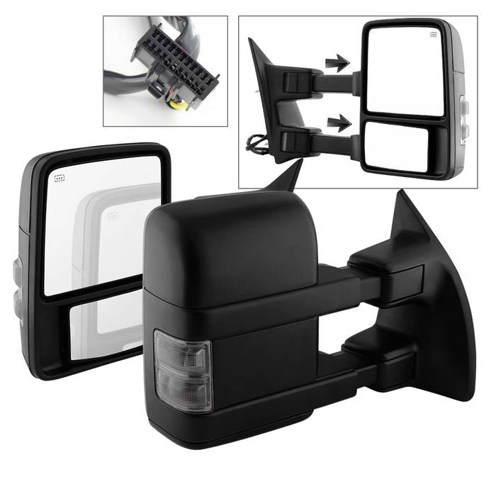 ( xTune ) Ford SuperDuty 08-15 L&R Manual Extendable - POWER Heated Adjust Mirror with LED Signal Smoke Fit: F250/F350/F450/F550 08-15