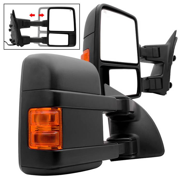 ( xTune ) Pair - G2 Ford Superduty 99-07 POWER Heated Amber LED Signal Telescoping Mirrors