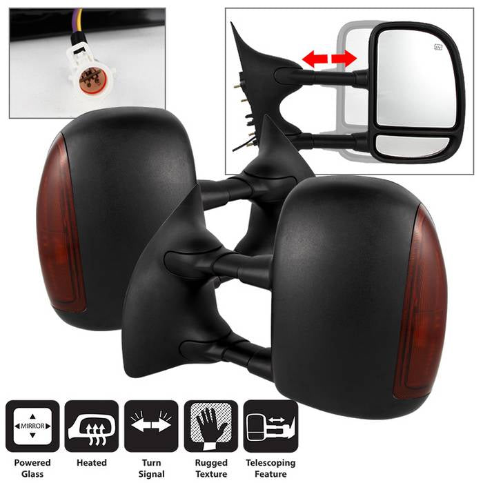 ( xTune ) Ford Superduty 02-07 L&R Manual Extendable - POWER Heated Adjust Mirror with LED Signal Amber (99-01 Need Socket) Ford 01-05 Excursion (Built After 2/18/01 Production Date)/99-07 F250 SuperDuty/99-07 F350 SuperDuty/99-03 F450/99-03 F550