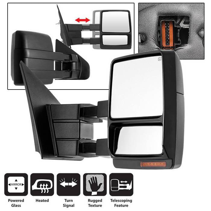 ( xTune ) Ford F150 04-06 POWER Heated Amber LED Signal Telescoping Mirror - Right