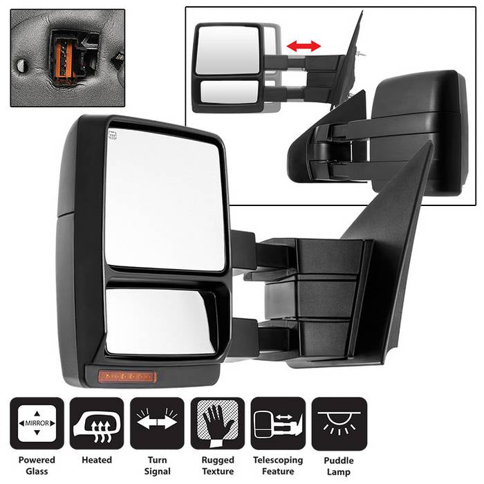 ( xTune ) Ford F150 07-14 POWER Heated Amber LED Signal Telescoping Mirror  - Left