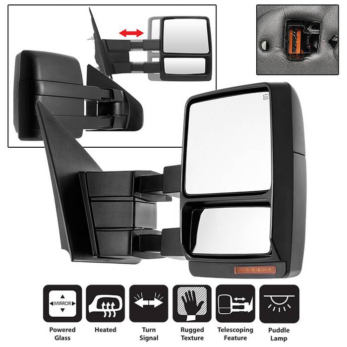 ( xTune ) Ford F150 07-14 POWER Heated Amber LED Signal Telescoping Mirror  - Right