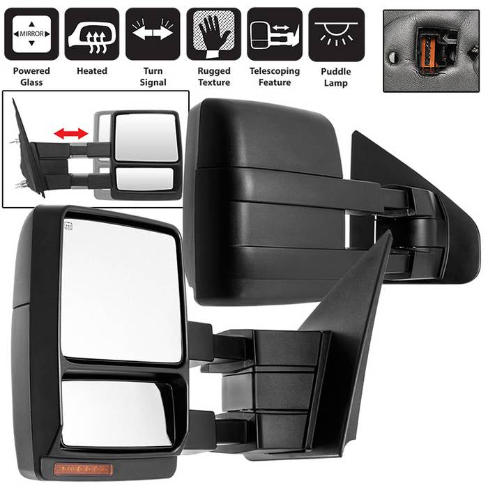 (xTune ) Ford F150 07-14 POWER Heated Amber LED Signal Telescoping Mirror - SET