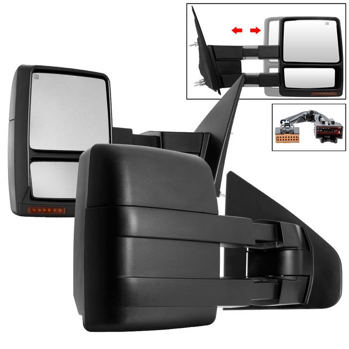 ( xTune ) Ford F150 04-14 POWER Heated Amber LED Signal Telescoping Mirror - SET