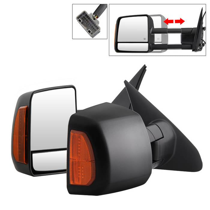 ( xTune ) Toyota Tundra 07-14 Power Heated Amber LED Signal Telescoping Mirrors - SET