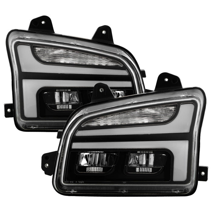 ( xTune ) Kenworth T880 Class 8 FULL LED Projector Headlights w/ switchback DRL - Black