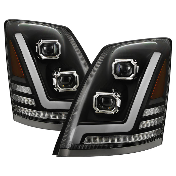 ( xTune ) Volvo VNL 04-17 FULL LED Projector Headlights w/ Sequential DRL - Black