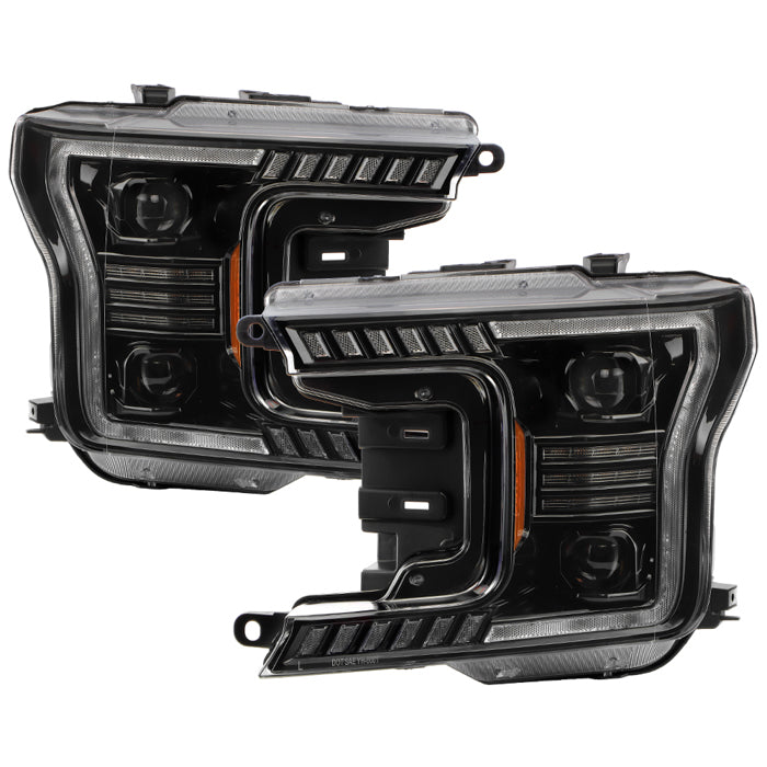 ( xTune ) Ford F150 18-20 White DRL Sequential LED Signal LED Bulbs High/Low Projector Headlights - Black