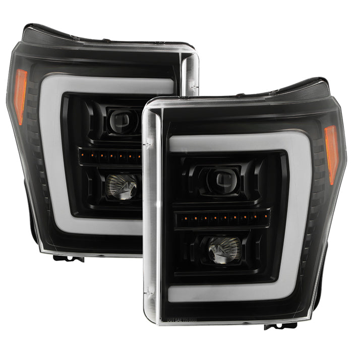 ( xTune ) Ford F250/350/450 Super Duty 11-16 w/LED DRL Switchback Projector Headlights - Black