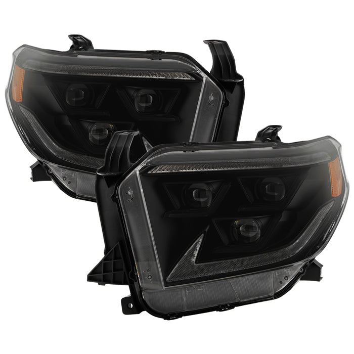 ( xTune ) Toyota Tundra 14-21 (Not fit OE Full LED Model) Full LED DRL w/SwitchBack Amber Signal Tri-Projector w/Smoke Shroud Headlights - Black