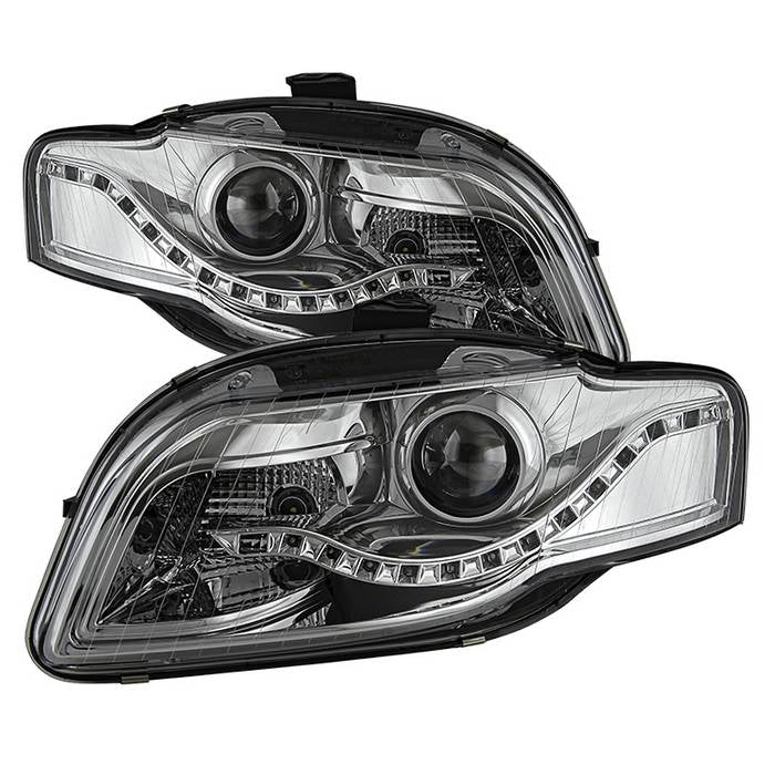 ( Akkon ) Audi A4 06-08 Projector Headlights - Halogen Model Only ( Not Compatible With Xenon/HID and Convertible Model ) - DRL LED - Chrome