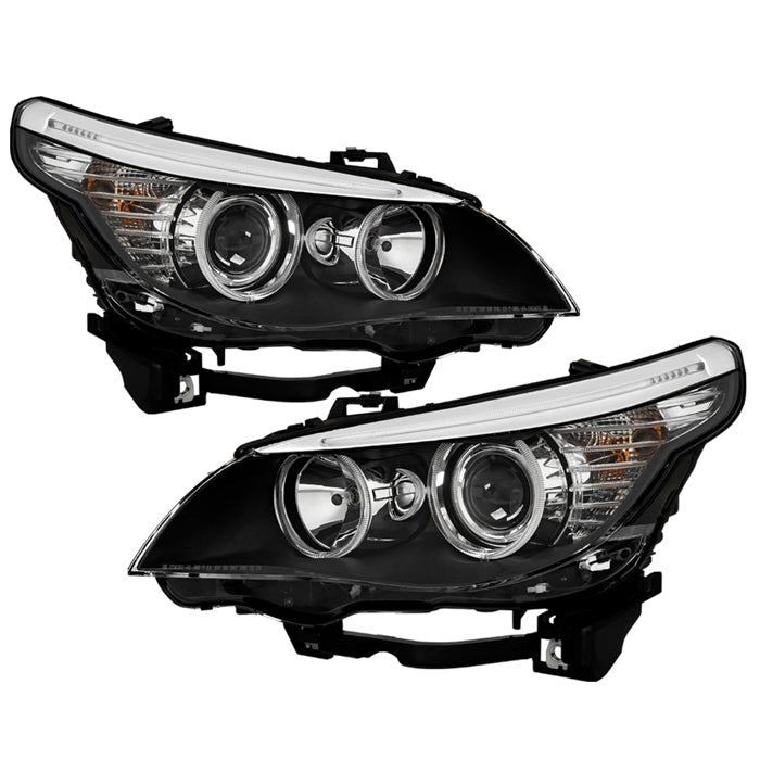 ( OE ) BMW 5 Series 08-10 E61 Halogen w/LED Halo Projector Headlight - OE Black (w/Adapter can Fit 04-07 E60 Halogen)