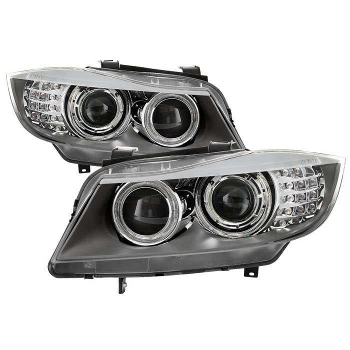 ( OE ) BMW E90 E91 3 Series 08-13 4Dr Halogen Projector Headlights - OE Black