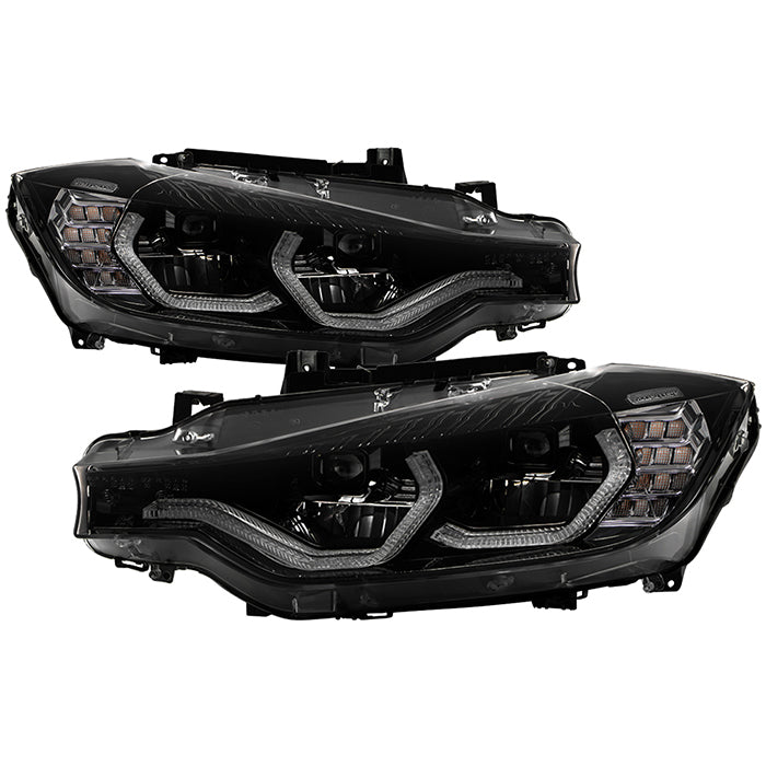 ( xTune ) BMW F30 (Fit Halogen Model) w/LED DRL Projector Headlights - Black Smoke