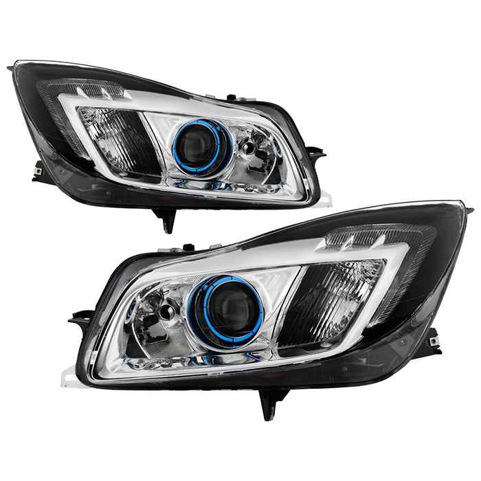 ( POE ) Buick Regal 11-14 ( Halogen Model  Not fit HID ) LED DRL Projector Headlights - Low Beam-H7(Included) ; High Beam-H7(Included) ; Signal-PY21W(Included) - Chrome
