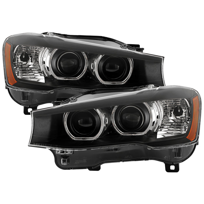 ( OE ) BMW X3 / X4 15-18 w/LED DRL OE Plus For Halogen Projector Headlight - SET Black