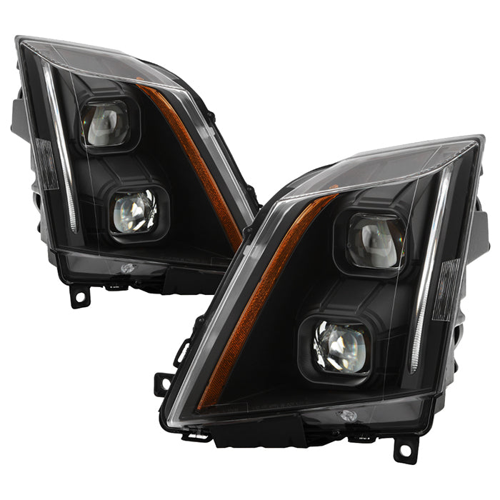 ( Akkon ) Cadillac CTS 08-12 / CTS-V 09-12 Halogen Only ( Don‘t fit HID Model ) DRL Light Bar Projector Headlights - Low Beam-H7(Included) ; High Beam-H7(Included) ; Signal-LED - Black