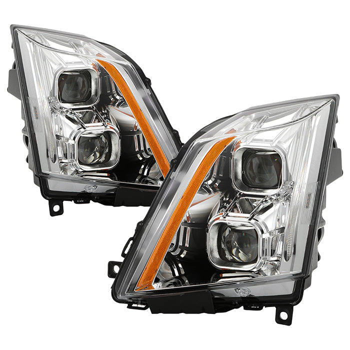 ( Akkon ) Cadillac CTS 08-12 / CTS-V 09-12 Halogen Only ( Don‘t fit HID Model ) DRL Light Bar Projector Headlights - Low Beam-H7(Included) ; High Beam-H7(Included) ; Signal-LED - Chrome