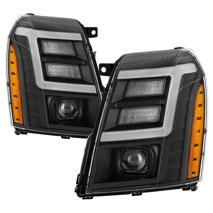 ( Akkon ) Cadillac Escalade & EVS 07-14 / Escalade EXT 07-13 HID Model only ( Don‘t Fit Halogen Models ) DRL LED Light Bar Projector Headlights - Low Beam: D1S(Not Included) - High Beam: D1S(Not Included) - Black
