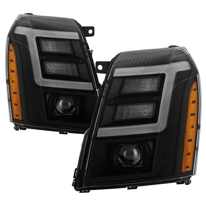 ( Akkon ) Cadillac Escalade & EVS 07-14 / Escalade EXT 07-13 HID Model only ( Don‘t Fit Halogen Models ) DRL LED Light Bar Projector Headlights - Low Beam: D1S(Not Included) - High Beam: D1S(Not Included) - Black Smoked