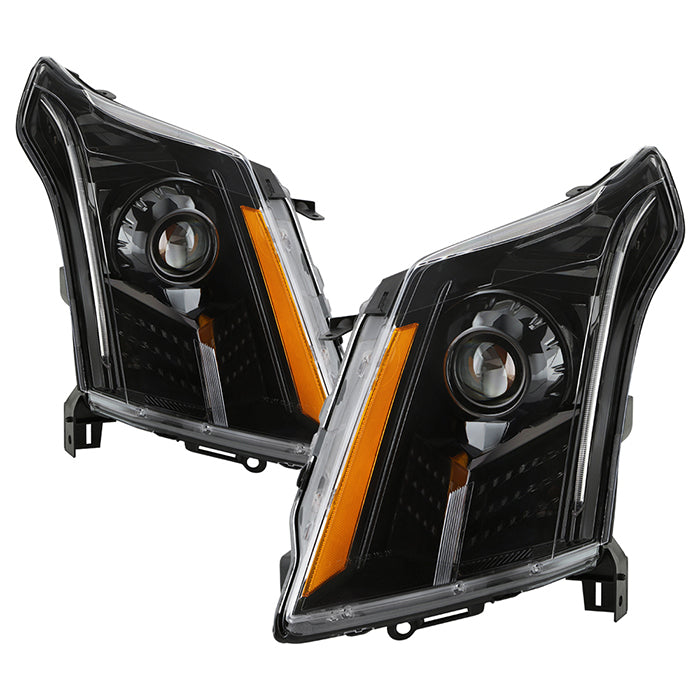 ( xTune ) Cadillac SRX 10-14 Halogen Model w/LED DRL Switch Back Headlights -Low Beam-H7(Included) ; High Beam-H7(Included) ; Signal-7444NA(Included) - Black