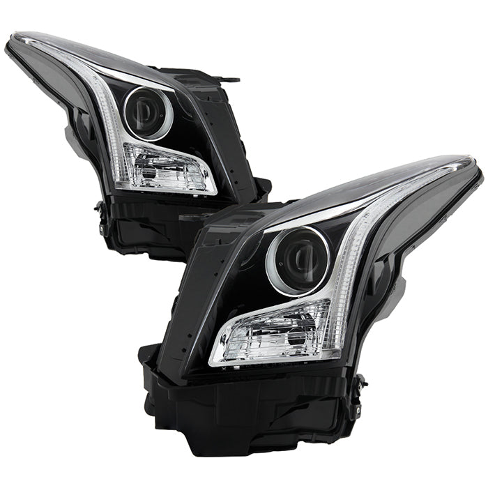 Cadillac ATS 13-18 w/LED DRL Projector Headlights Fit Halogen Model -Low Beam-H7(Included) ; High Beam-H7(Included) ; Signal-7444NA(Included) - OE Chrome