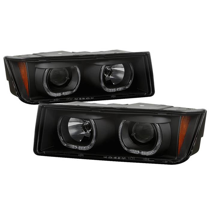 ( Akkon ) Chevy Avalanche with Body Cladding only 2002-2006 Halo Projector headlights - smoked - Low Beam - H7(Included) ; High Beam - H1(Included)