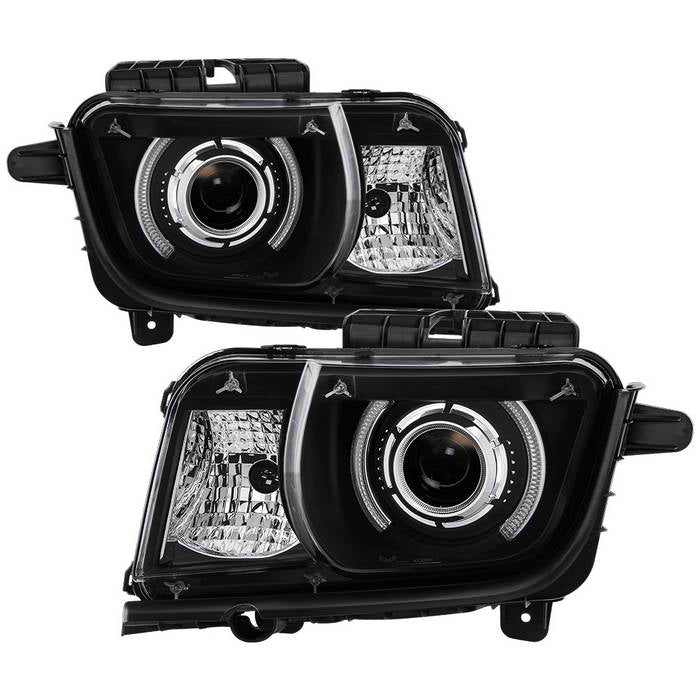 ( Akkon ) Chevy Camaro 10-13 LED Halo Projector Headlights - Black